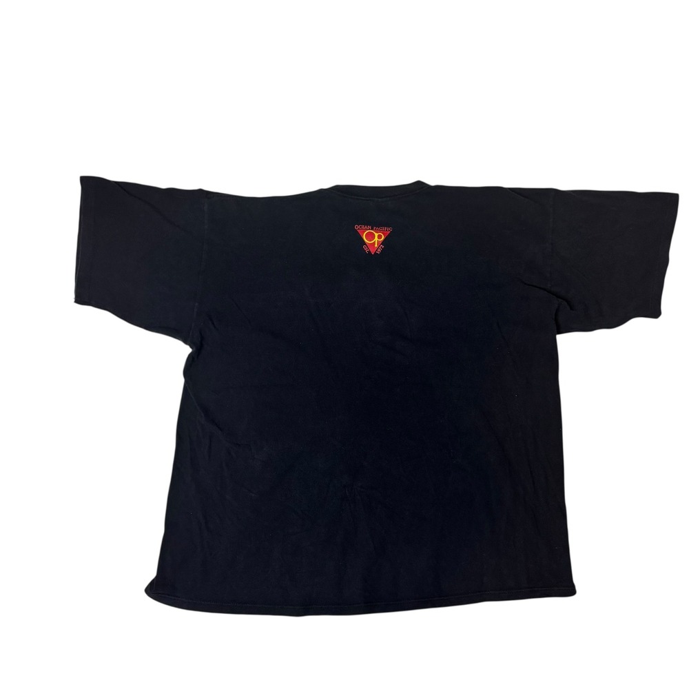 Vintage Ocean Pacific Mens Black Graphic T-Shirt Short Sleeve Surf Logo 2XL - Picture 9 of 9